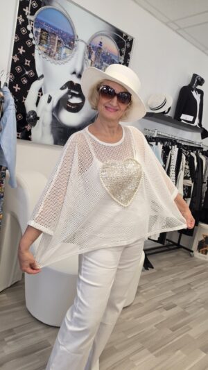 Frank Lyman Design - Funkelndes Mesh-Shirt