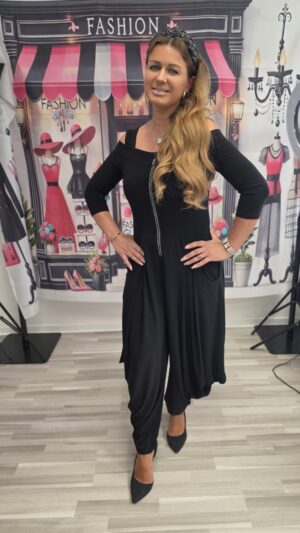 Frank Lyman Design Jumpsuit - schwarz - Off-Shoulder - Designer Overall - sportlich - elegant