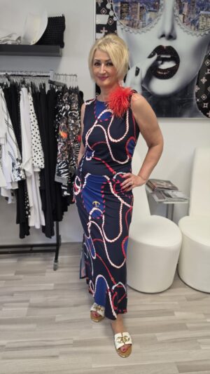 Maritimes figurbetontes Maxikleid von Frank Lyman