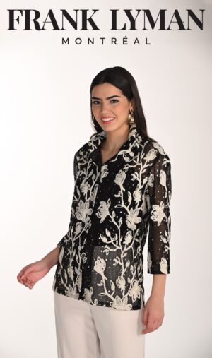Frank Lyman Design - Edle Spitzenjacke in schwarz mit Silber-Pailleten