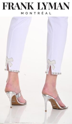 Frank Lyman Design - Edle schmal geschnittene Glamour-Jeans weiss