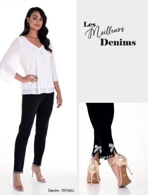 Frank Lyman Design - Edle schmal geschnittene Glamour-Jeans schwarz